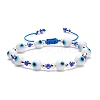 Lampwork Evil Eye & Glass Braided Bead Bracelet BJEW-TA00157-1