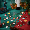 Christmas Theme PVC Plastic with Glass Seed Bead Wine Glass Charms AJEW-AB00026-5