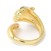 Enamel Leopard Open Cuff Ring with Cubic Zirconia RJEW-Q168-01G-3