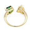 Colorful Cubic Zirconia Heart Open Cuff Ring RJEW-G261-20G-2