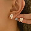 Brass Pave Clear Cubic Zirconia Wing Stud Earrings OI9849-1