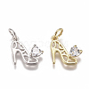 Brass Micro Pave Cubic Zirconia Stilettos Charms ZIRC-F111-13-1