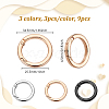 9Pcs 3 Colors Alloy Spring Gate Rings FIND-NB0006-25B-2