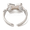 Natural Shell Criss Cross Open Cuff Ring with Cubic Zirconia RJEW-G288-05P-3