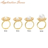 Flat Round Brass Micro Pave Cubic Zirconia Adjustable Ring Settings KK-K297-06G-5