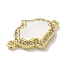 Brass Pave Shell Hamsa Hand Connector Charms with Crystal Rhinestone KK-M300-21G-2