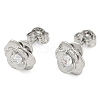 Rack Plating Flower Brass Pave Clear Cubic Zirconia Stud Earrings for Women EJEW-Z059-09P-1