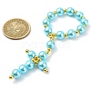 2Pcs 2 Colors Glass Pearl Beads Cross Pendant Decorations HJEW-JM02709-02-3