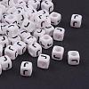 6MM Letter J White Letter Acrylic Cube Beads X-PL37C9308-J-1