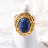 Oval Natural Lapis Lazuli Finger Rings RJEW-M063-01G-17-2