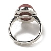 Natural Rhodonite Oval Adjustable Rings RJEW-K371-07S-17-4