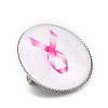 Breast Cancer Awareness Ribbon Glass Brooches JEWB-L019-01B-2