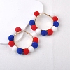 Cloth Round Beaded Hoop Earrings for Independence Day LS-PW-WG35137-01-1