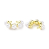 Brass Ring Cuff Earrings with ABS Imitation Pearl Beaded EJEW-D088-15G-2