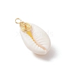 Natural Cowrie Shell Pendants PALLOY-JF03316-05-3