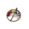 Tree of Life Natural & Synthetic Mixed Gemstone with Metal Wire Wrapped Pendants PW-WG996FB-10-1