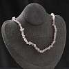 Natural Rose Quartz Chip Beaded Necklaces for Men Women NJEW-G159-01T-3