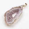 Natural Geode Agate Pendants G-G950-02G-2