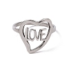 201 Stainless Steel Heart with Word Love Finger Ring RJEW-J051-38P-2