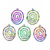 Eco-Friendly Rainbow Color Iron Pendants IFIN-N009-016-RS-1