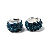 Polymer Clay Rhinestone European Large Hole Beads with Silver Color Plated Brass Cores FPDL-R002-04-2