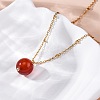 Natural Carnelian(Dyed & Heated) Round Pendant Necklaces NJEW-U026-20G-1