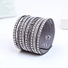 9-row Suede Cord & Rhinestone & Alloy Rivet Wrap Bracelets WG9BE7D-07-1