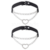 2Pcs Alloy Heart Link PU Leather Punk Choker Necklaces for Women NJEW-UN0001-70A-1