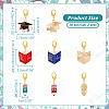 Graduation Theme Alloy Enamel Book & Pencil & Doctoral Cap Pendant Locking Stitch Markers HJEW-AB00078-2