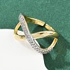 Brass Micro Pave Cubic Zirconia Cuff Rings RJEW-D326-03G-2