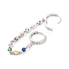 Colorful Cubic Zirconia Dangle Chains Double Hoop Earrings EJEW-C030-14P-3