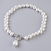 Round Shell Pearl Pendant Necklaces NJEW-P232-G-2