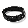 Natural Lava Rock & Glass Round Beaded Bracelets BJEW-G732-01A-5