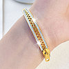 Zipper Shape 304 Stainless Steel and Crystal Rhinestone Cuff Bangles FS-WGD2D65-01-2
