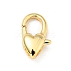 Brass Heart Lobster Claw Clasps KK-G416-47G-1