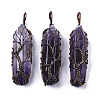 Natural Amethyst Big Wire Wrapped Pointed Pendants G-T133-R02C-1