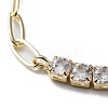 Brass Micro Pave Cubic Zirconia Strass & Paperclip Chain Bracelets BJEW-C052-04G-01-2