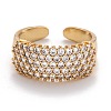Brass Micro Pave Clear Cubic Zirconia Cuff Rings RJEW-I077-26G-1