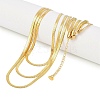 304 Stainless Steel Flat Snake Chain 3 Layer Necklaces NJEW-H038-02G-1