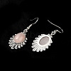 Natural Rose Quartz Teardrop Dangle Earrings EJEW-K246-01P-02-4