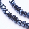 Faceted Rondelle Electroplate Half Plated Glass Beads Strands X-EGLA-F003-D01-1