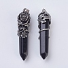 Natural & Dyed Black Agate Pointed Pendants G-F529-B03-2