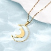 304 Stainless Steel Double Hollow Moon Pendant Cable Chain Necklaces for Men Women NJEW-K308-01E-G-3