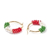 Christmas Theme Glass Seed Braided Hoop Earrings EJEW-TA00106-5