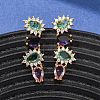 Brass Micro Pave Colorful Cubic Zirconia Stud Earrings for Women EJEW-F418-10G-1