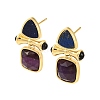 Ion Plating(IP) Natural Lapis Lazuli and Natural Amethyst Stud Earring Findings EJEW-U014-01A-1