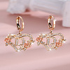 Heart Brass Micro Pave Clear Cubic Zirconia Hoop Earrings FS-WGD5D87-04-1