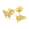 Golden Brass Micro Pave Cubic Zirconia Stud Earrings EJEW-D103-01A-G-2