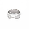 304 Stainless Steel Leaf Wrap Open Cuff Ring for Women RJEW-S405-213P-2
