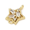 Brass Clear Cubic Zirconia Connector Charms KK-Z094-03G-02-2